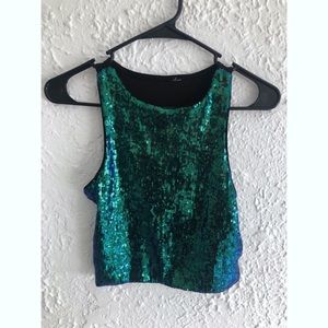 H&M- Blue & Green Sequin Crop Top💚